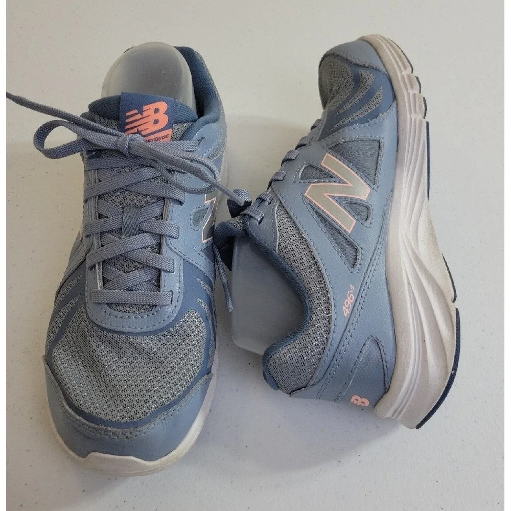 New Balance 496v3 Walking Shoes Cush+ Comfort Athletic Sneakers Blue Pink Sz 8